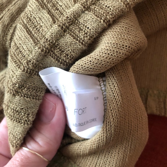 Oak + Fort Cropped mock neck sweater in moss green - Picture 3 of 4